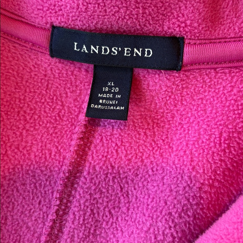 Lands’ End Pink Fleece Sweatshirt Cardigan Jacket. Size XL - Picture 2 of 5